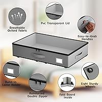 Vista 4 de Under Bed Storage with Wheels, No Assemble Required 5.5 inches height grey under bed storage bins,Low Profile Rolling Underbed Shoe Storage