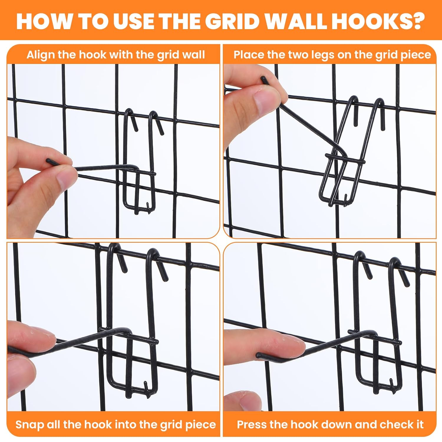 100 Pack 4 Inch Gridwall Hooks,Black Gridwall Panel Hooks,for Retail | Heavy Duty, Store Garage Wall Mount Organizers, Storage Grid Wall Display Hangers, Gridwall Accessory, Craft Show, Home Setup