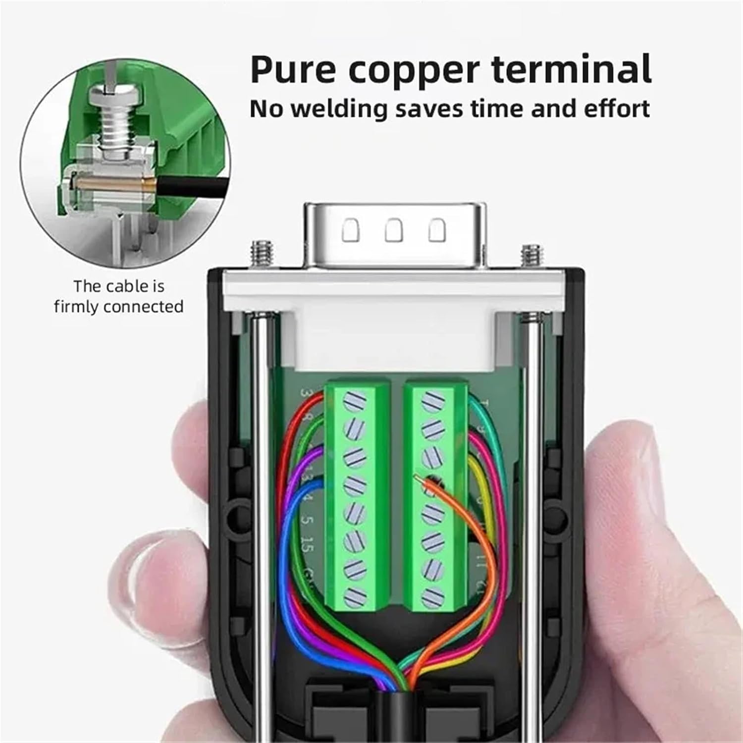 1pc RS232 DB9 Male Female Connector 9 Pin Breakout Terminals RS485 COM D-SUB Terminals 21-24 AWG Wire Solderless Connector(1pc Screwdriver)