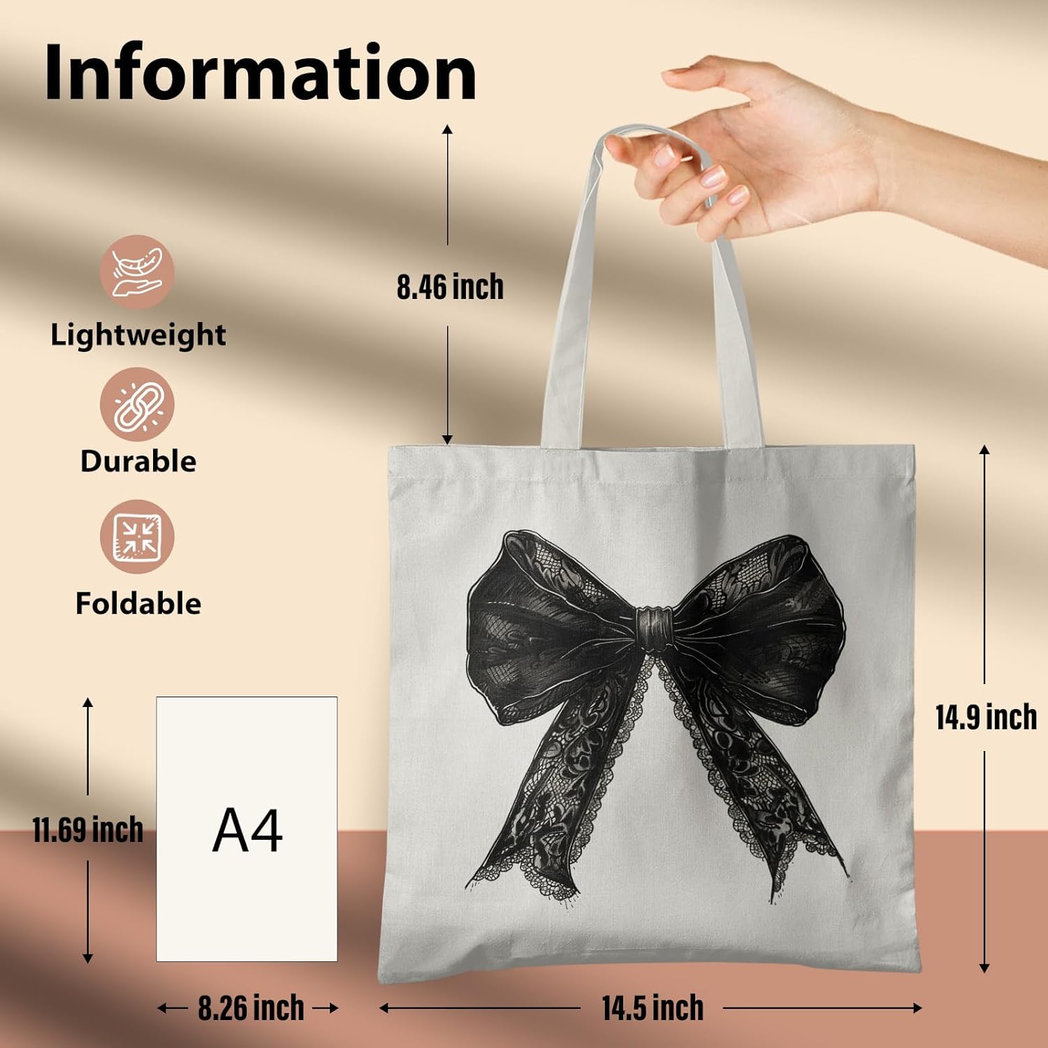 Coquette Bows Canvas Tote Bag, Shoulder Bag For Women, Reusable Tote Bag - Image 6