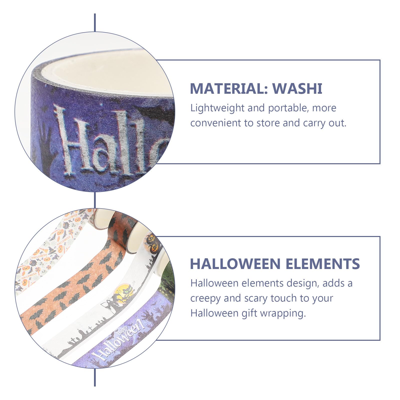 120 Rollos Cintas Washi de Halloween para Cuadernos y Bricolaje