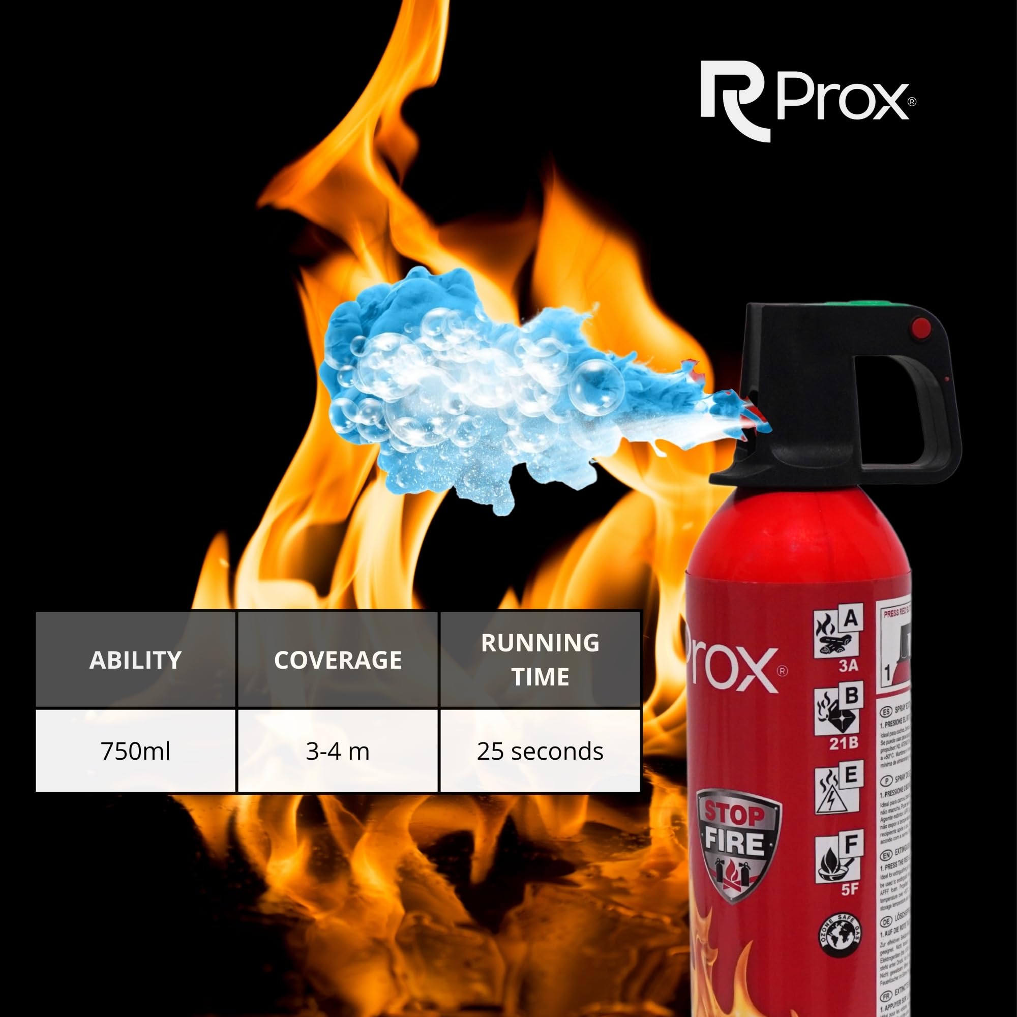 Stop Fire Extincteur d'incendie en spray multi-usages Rouge 750 mm