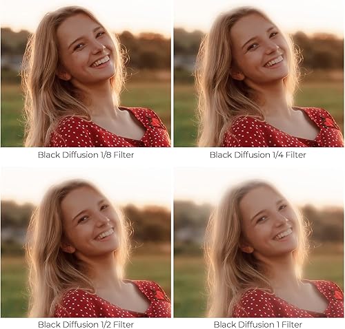 Miniatura 4 de K&F Concept Kit de filtros de difusión negra de 14 y 18 de 2.638 in, juego de filtros de efecto cinematográfico de niebla con revestimiento