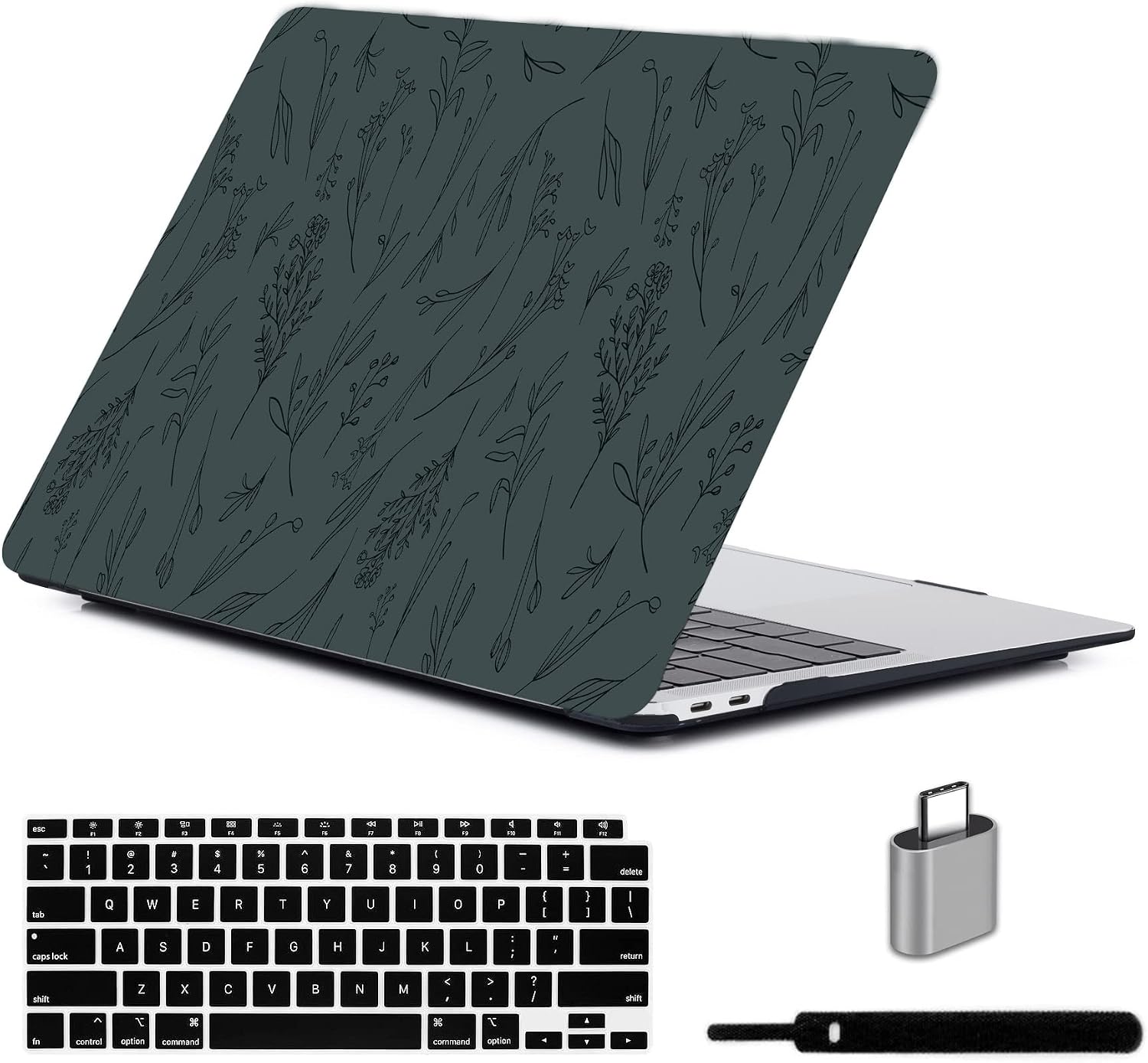 LanBaiLan Case Compatible with MacBook Air 15 inch Case 2026 2025 2024 2023 Release M5 A3448 M4 A3241 M3 A3114 M2 A2941, 15.3 Laptop Hard Shell Protective Case & Keyboard Cover, Dark Green Grass
