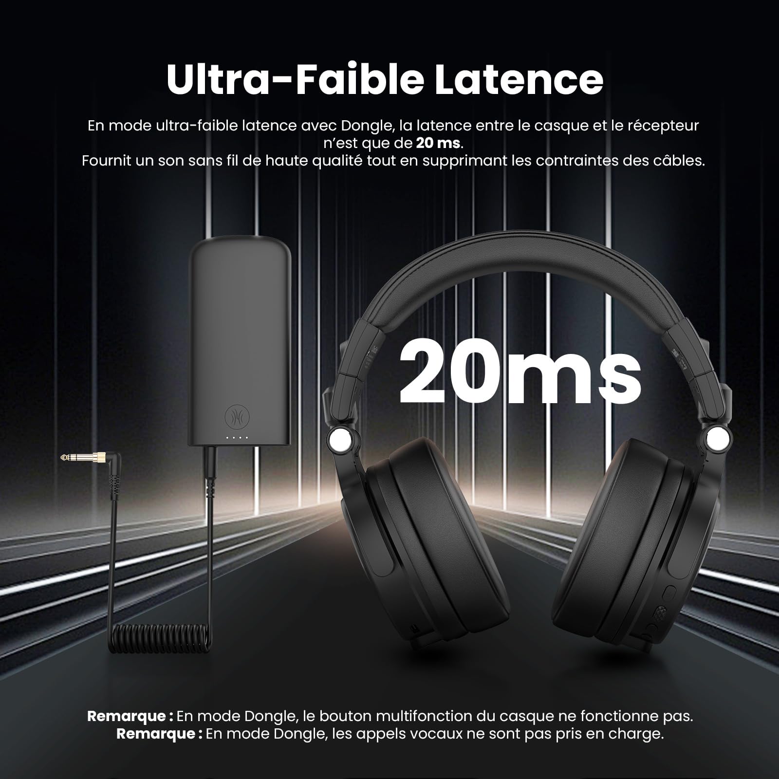 OneOdio Studio Max 1 Casque Bluetooth DJ sans fil,120 h d'autonomie,Hi-Res/LDAC Audio, faible latence de 20 ms,connexion Dongle/Bluetooth/6,35 mm/3,5 mm pour Enregistrement de Podcast, Guitare,Clavier