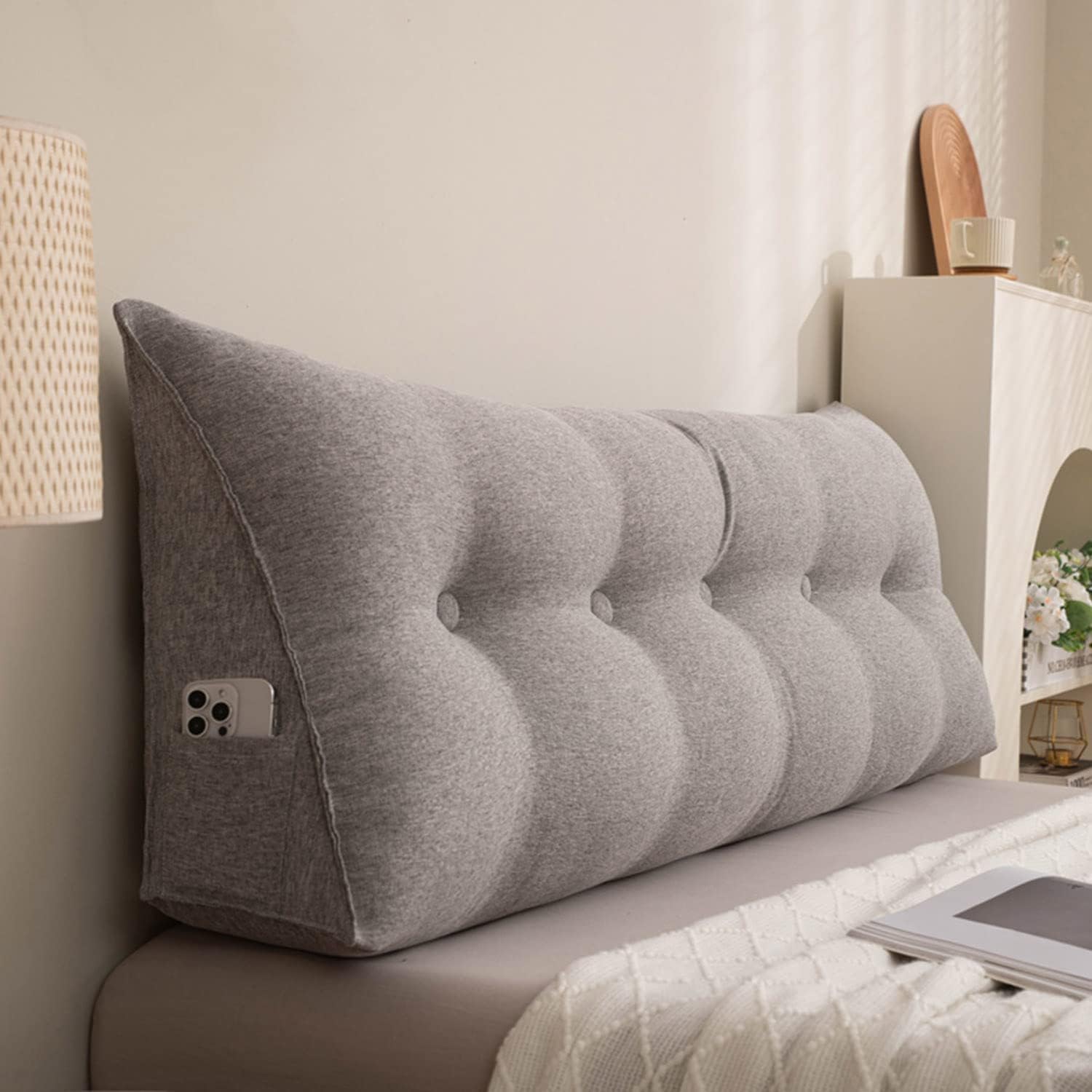 Wedge Pillow Triangular Headboard Pillow,Body Throw Pillows Bed Backrest Reading Bolster (39x7.8x19.7inch) Twin Size