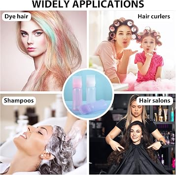 Root Comb Applicator Bottles 180ml Hair Oil Applicator Dye Bottle Tools | Plastic Hair Oiler Comb Bottle 2 Pack Squeeze Hair Oil Applicator for Hair Dye, Scalp