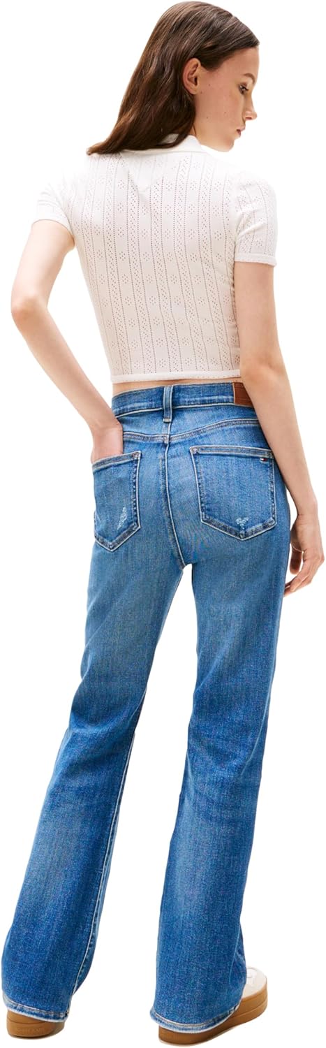 Tommy Jeans Womens Short Sleeve Knit Polo with Texture Details - Image 5