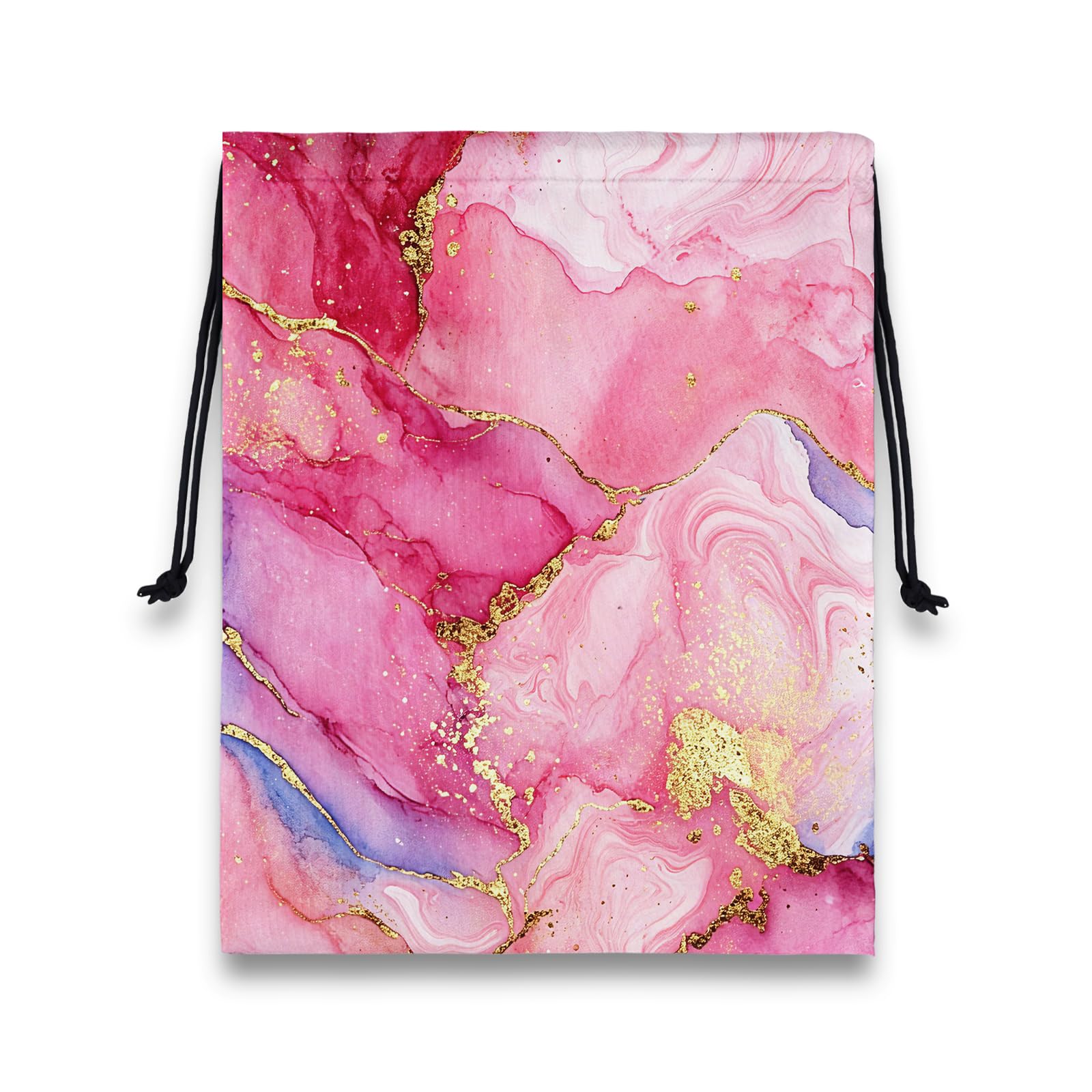Pink Gold Marble Gymnastics Grip Bag Lightweight Small Drawstring Grip Bags for Gym