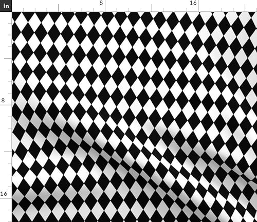 Vista 3 de Spoonflower Tela – Diamantes Negro Blanco Pequeño Diamante Cuadros Geométrico Impreso en Petal Signature Algodón Tela Fat Quarter – Costura