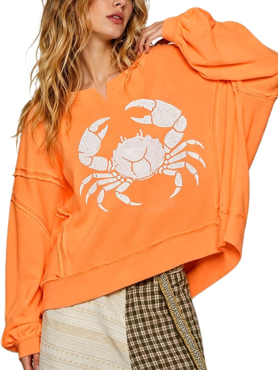 Yojeasrio Oversized Sweatshirt for Women Teens Cute Lobster Graphic Hoodie Preppy Vintage Aesthetic Beach Sweatshirts Jacket