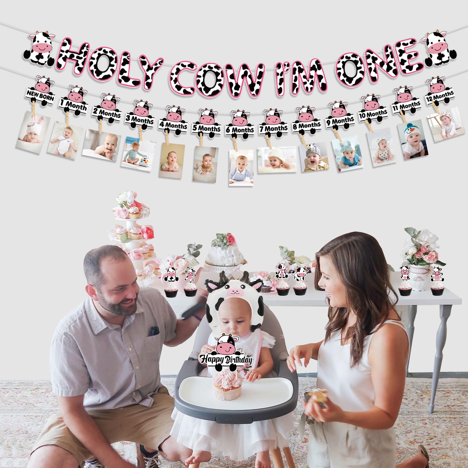 Cowboy Fotobanner Zum 1. Geburtstag – 13 Monats-Fotos, Bauernhof-Thema, Für Baby-Junge Oder -Mädchen