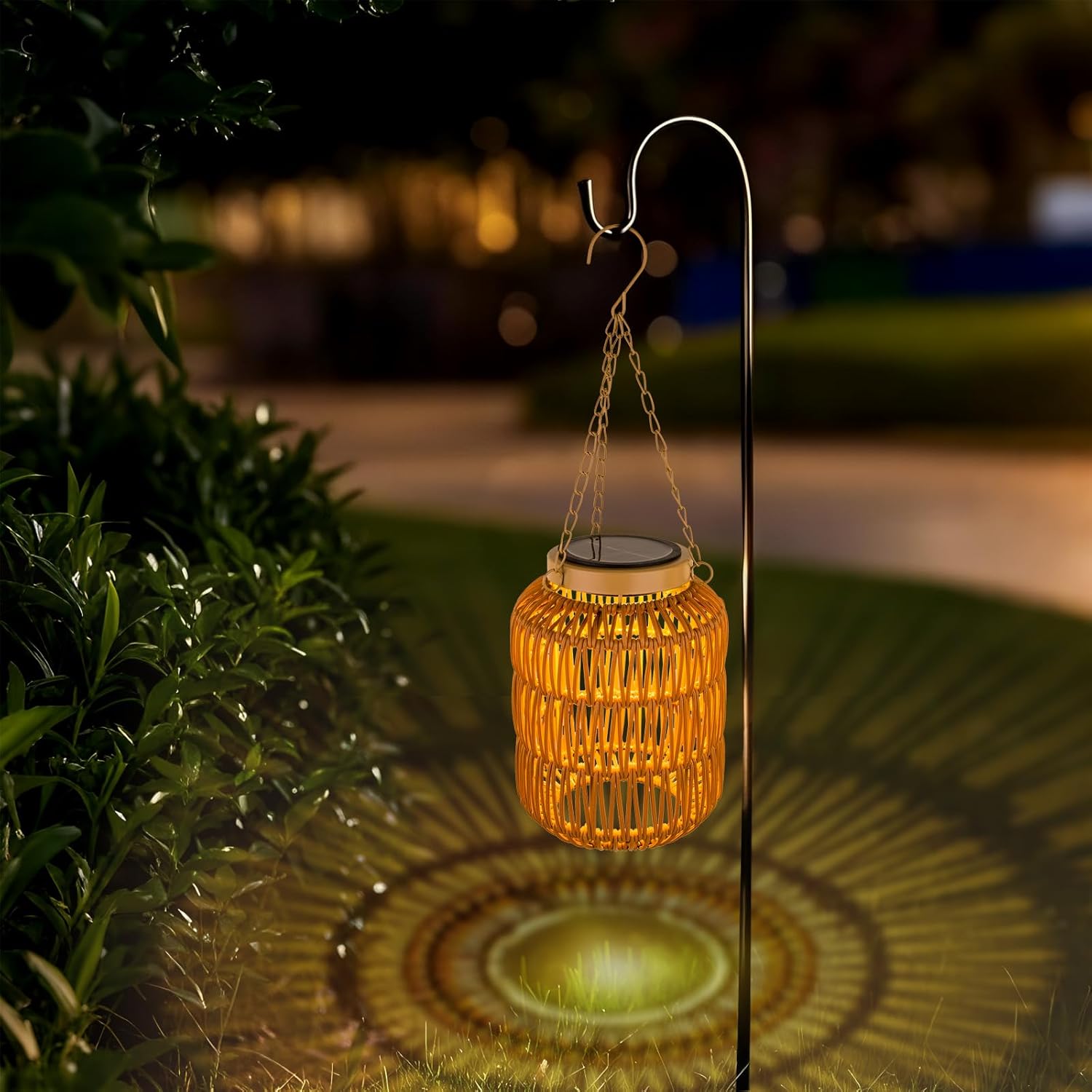 Solar Outdoor Lanterns Waterproof, Hanging Rattan Lantern Lights for Outside, Solar lamp Outdoor Chandelier Idea for Gazebo Pergola Porch Patio Pathway Decor (2)