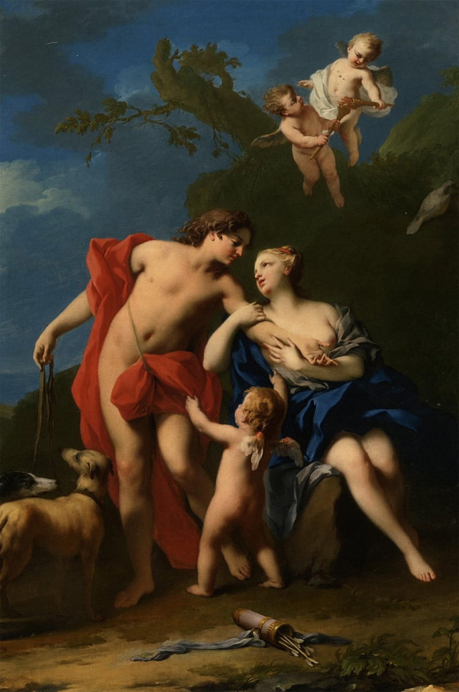 Artxlxxbn No Frame Famous Painting Art Wall Decor Abstract Art Picture Venus And Adonisn By Jacopo Amigoni Animal Pictures For Home Decor 60X90cm