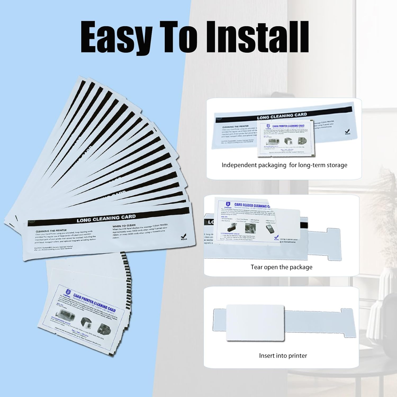 25pcs Card Printer Cleaning Kit Replacement for P330i/P330m/P430i Printer