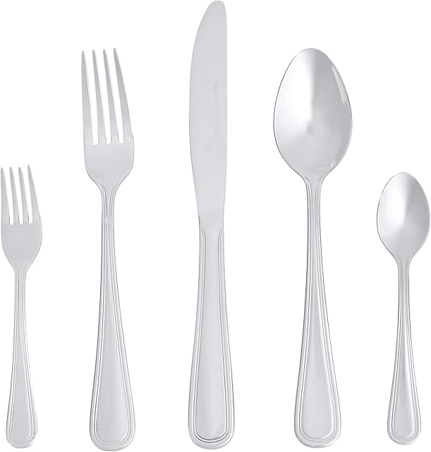 Amazon Basics 20-Piece Stainless Steel Crown Flatware Set, Service for 4