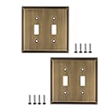 SleekLighting | Wall plates Decorative Classic Antique Brass | Electric Outlet and Switch Covers| Style: 2 Gang Toggle (2 Pack)
