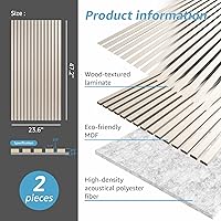 Vista 5 de Art3d 2 Paneles Acústicos de Listones de Madera para Pared y Techo - Panel 3D Ranurado de Absorción de Sonido con Acabado de Madera - Olmo Blanco