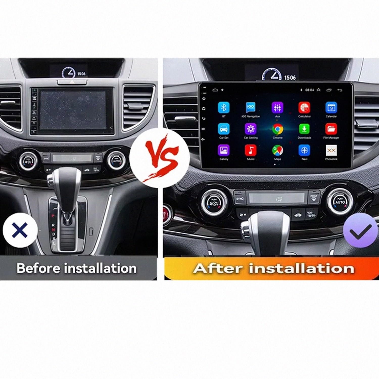 Radio Macchina Touch Screen per Honda CRV 2012-2015 Wireless Carplay Android Auto Stereo Auto Bluetooth Ips con Pantalla Táctil con Gps, 4 Nucleo 1G+32G