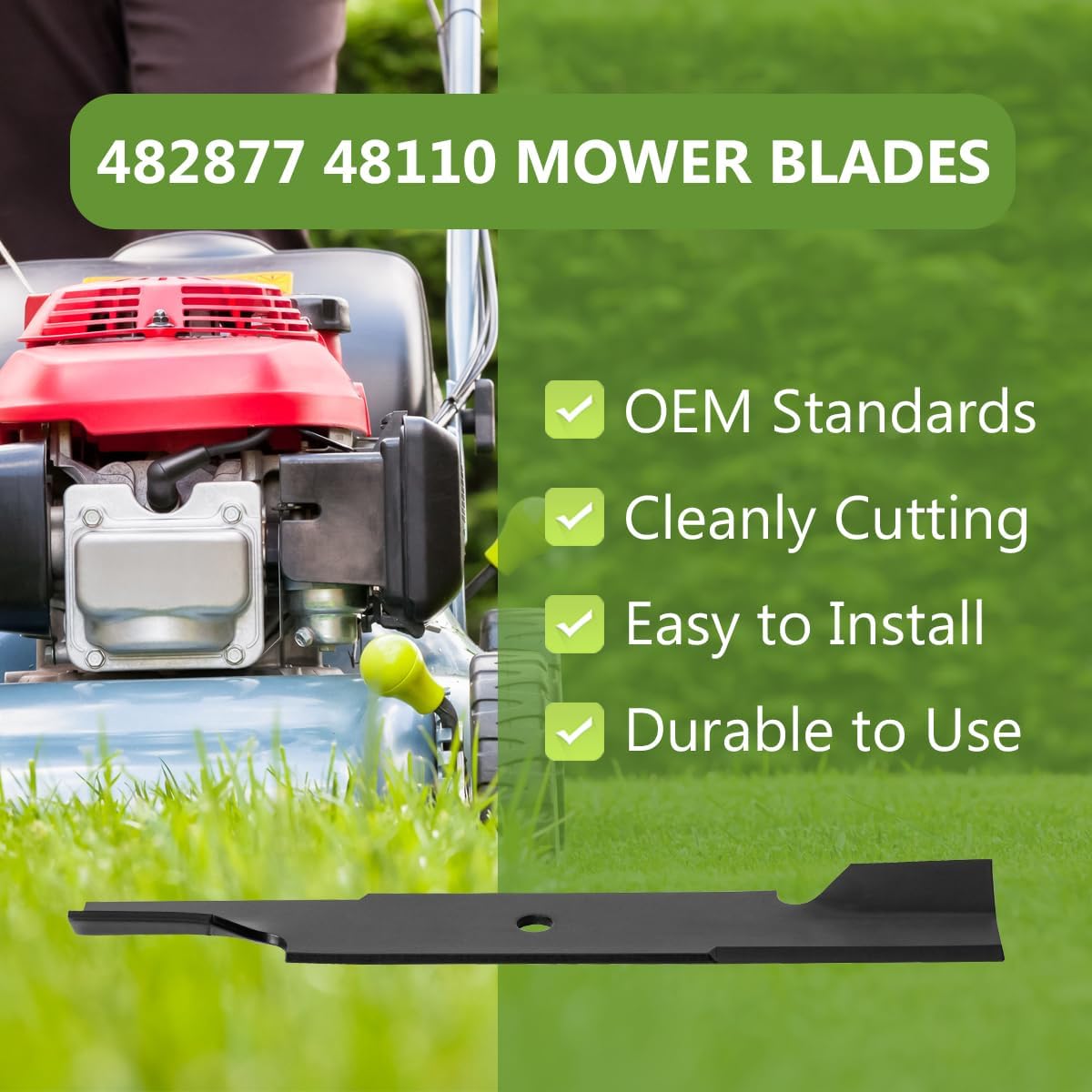 482877 High Lift Blades Set Replaces Scag 48110 481706 482461 483316 Snapper 7075771 7075771BZYP Lesco 21871 50111 Hustler 601123, Compatible with CZT19480KWV CZT19481KWV 48" Deck (3PACK)