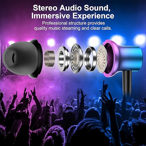 Miniatura 2 de TITACUTE Auriculares con cable de 0.138 in Jack magnético en la oreja auriculares con cancelación estéreo con micrófono para iPhone iPad Samsung A15