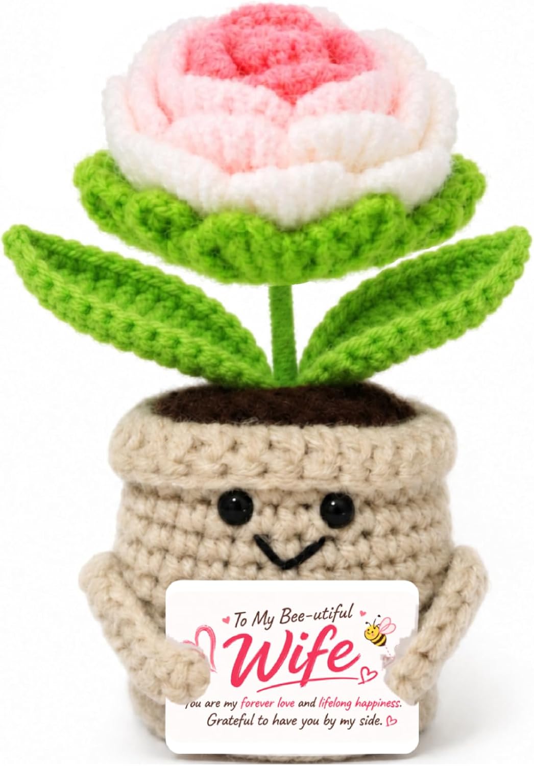 Neaxmuay Gifts for Wife from Husband, Romantic Crochet Rose Flower