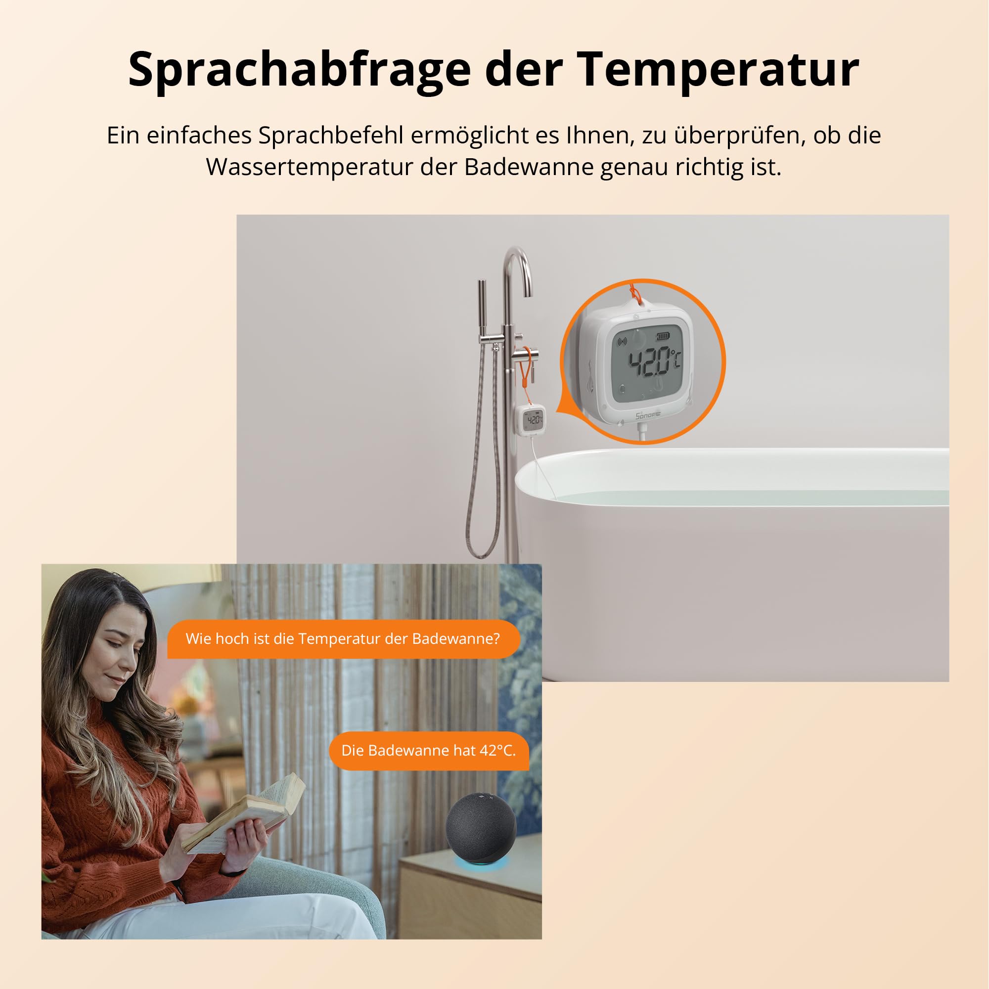 SONOFF SNZB-02LD Zigbee wasserdichter Temperatursensor mit 1,5 m Edelstahlsonde, LCD-Display, -40~115°C Bereich, APP-Überwachung, magnetische Halterung, kompatibel mit Zigbee-Hub