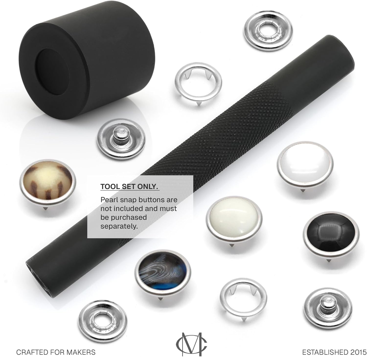 CRAFTMEMORE Snap Fastener Setting Tool for Pearl Snap Ring Fastener Buttons - Snaps NOT Included (Prong Snap Setter)