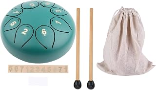 Tongue Drum, 6 Inch Mini Stainless Steel Percussion Tongue Drum, Lotus Drum with Mallets Bag, Music Instruments for Adults Kids, for Meditation Concert Yoga(green)