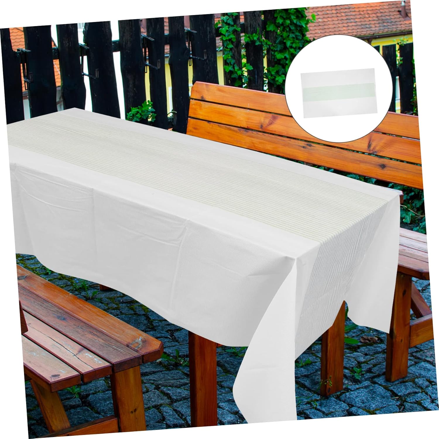 Unomor 10pcs Disposable Tablecloth Stain-Resistant Thickened Cover for Parties Picnics and Events Stripes