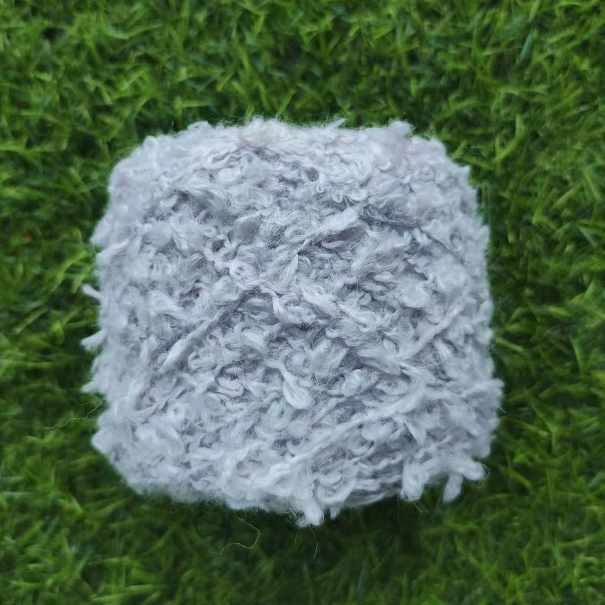 Namzi 50g (Grey) Soft Plush Wool Acrylic Fancy Loop Yarn for Doll Hair Making,Crochet Knitting,Needle Felting Doll Hair | Curly Hair Coils of Wool Felt Carded Sheep Wool,Roving,Fiber