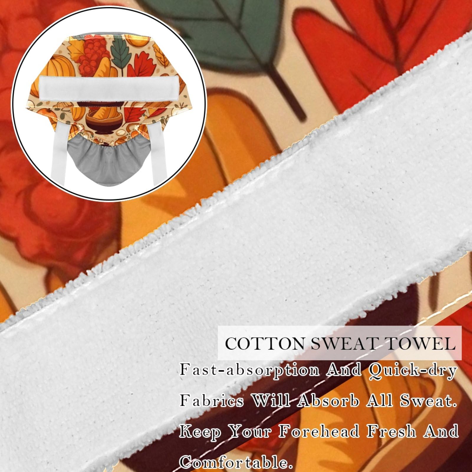 2Pcs Thanksgiving Food Scrub Caps Button Sweatband Adjustable Working Cap Surgical Cap Nurse Hats Women Men Multicoloured