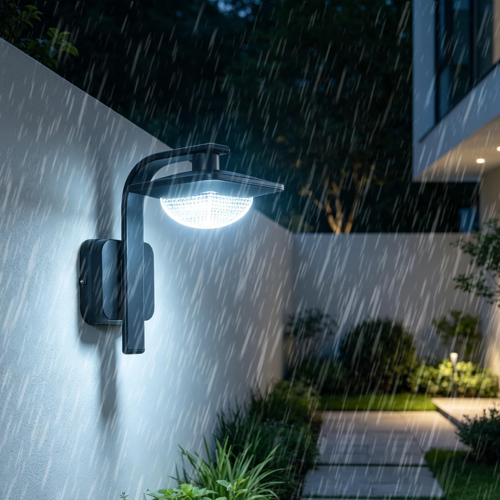 LED Schwarz Wandleuchte Aussen IP65 Wasserdichte Wandlampe Modern Kreativ Design Acryl Aluminium Wandbeleuchtung Außen/Innen Dekoration für Garten Villa Flur Garten (B,Weißes Licht)
