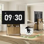 Planimetry Roulement TV Support avec support pour téléviseurs 32-75 pouces, réglable en hauteur TV Stand avec roues verrouillables, Centre de divertissement de Cabinet Fluted avec sortie d'alimentation & Entreposage, bois
