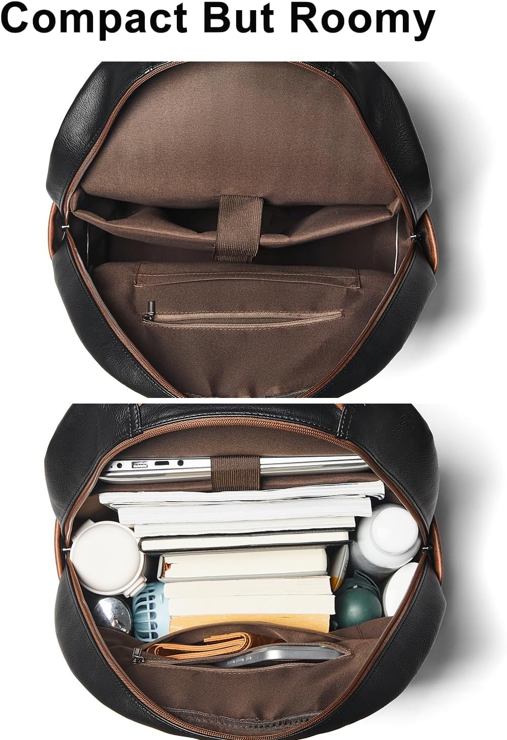 37L Backpack Purse for Women Men for Work Travel Back Pack Vegan Leather Business Teacher Book Bag Fashion Computer Daypack Back Pack Brown Black