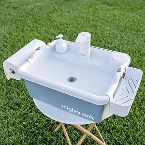 Mighty Sink Portable Sink: Patented Wash Station with Electronic Faucet | 2 Gallons | Easy Setup | Indoor & Outdoor Use | Ideal for Dishwashing, Camping Hygiene, Gardening, Pottery & More