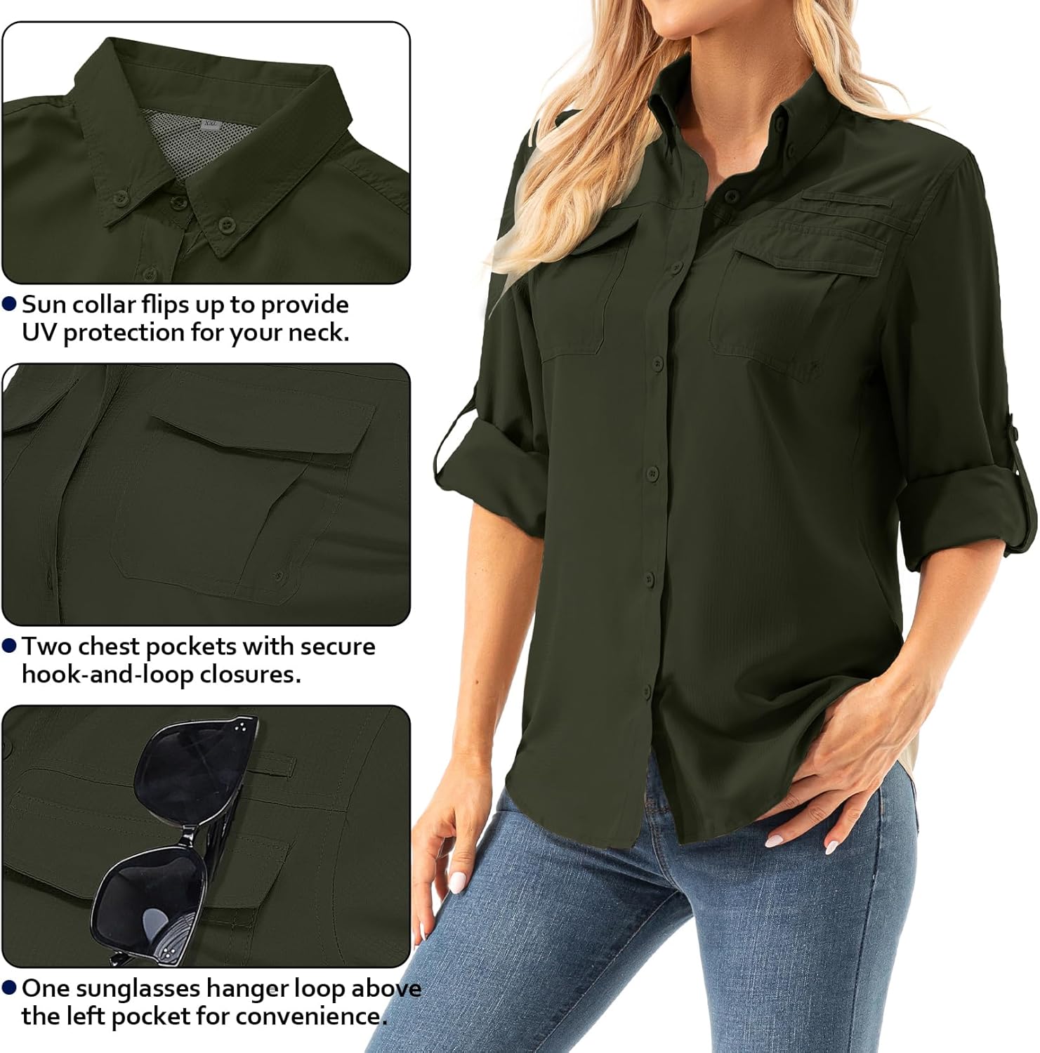 Women's UPF 50+ Long Sleeve UV Shirts Sun Protection Outdoor Cool Quick Dry Fishing Hiking Safari Travel Gardening Shirts - Image 4