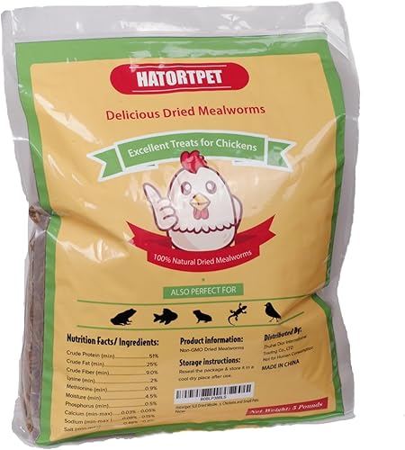 Gusanos de harina secos con alto contenido de proteínas de 5 libras para aves, pollos y mascotas pequeñas