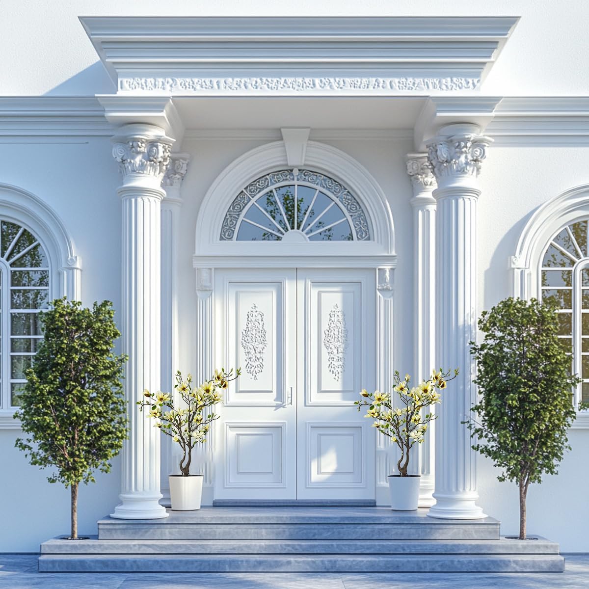 5ft White Artificial Magnolia Tree - Lifelike Faux Tree for Indoor/Outdoor Decor - Perfect for Home, Porch, or Office (1, White, 5ft) - Image 3