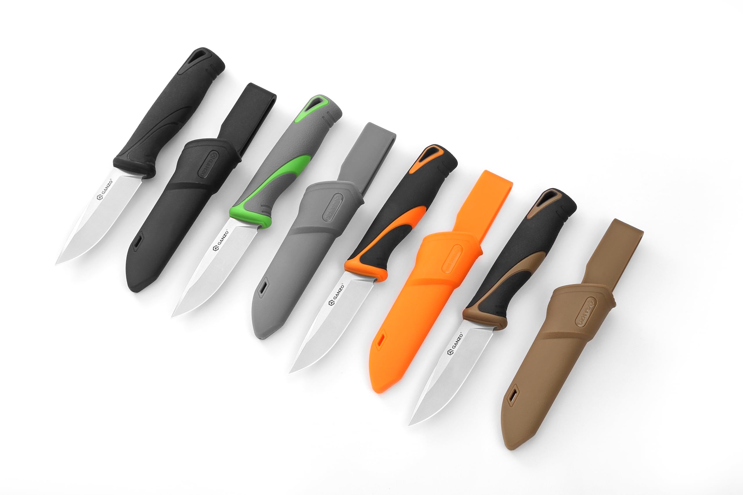 Ganzo G807-GY Cuchillo de hoja fija 9CR14 Acero inoxidable Mango ergonómico Camping Caza Pesca EDC Gris