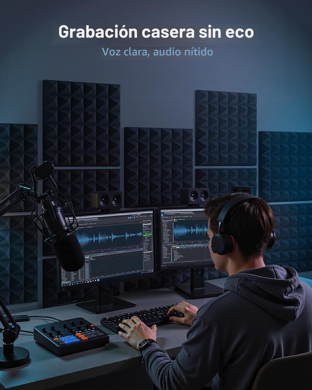 Paneles Acusticos Adhesivos, 24 Piezas Espuma Acustica, 30 X 30 X 5cm, Insonorizacion Acustica Pared, Acoustic Panel para Gaming, Podcast, Studio
