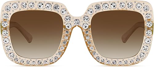 Vista 3 de MEETSUN Elton Square Rhinestone Sunglasses Oversized Bling for Women with Diamond Frames 70s Retro for Beach & Disco