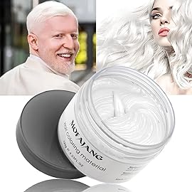 Temporary Hair Color Wax Dye,Hair Spray Color, Natural Hair Wax Color, Kids Temporay Hair Wax Dye Ash for Halloween Cosplay,Party,Masquerade (White, 120g)