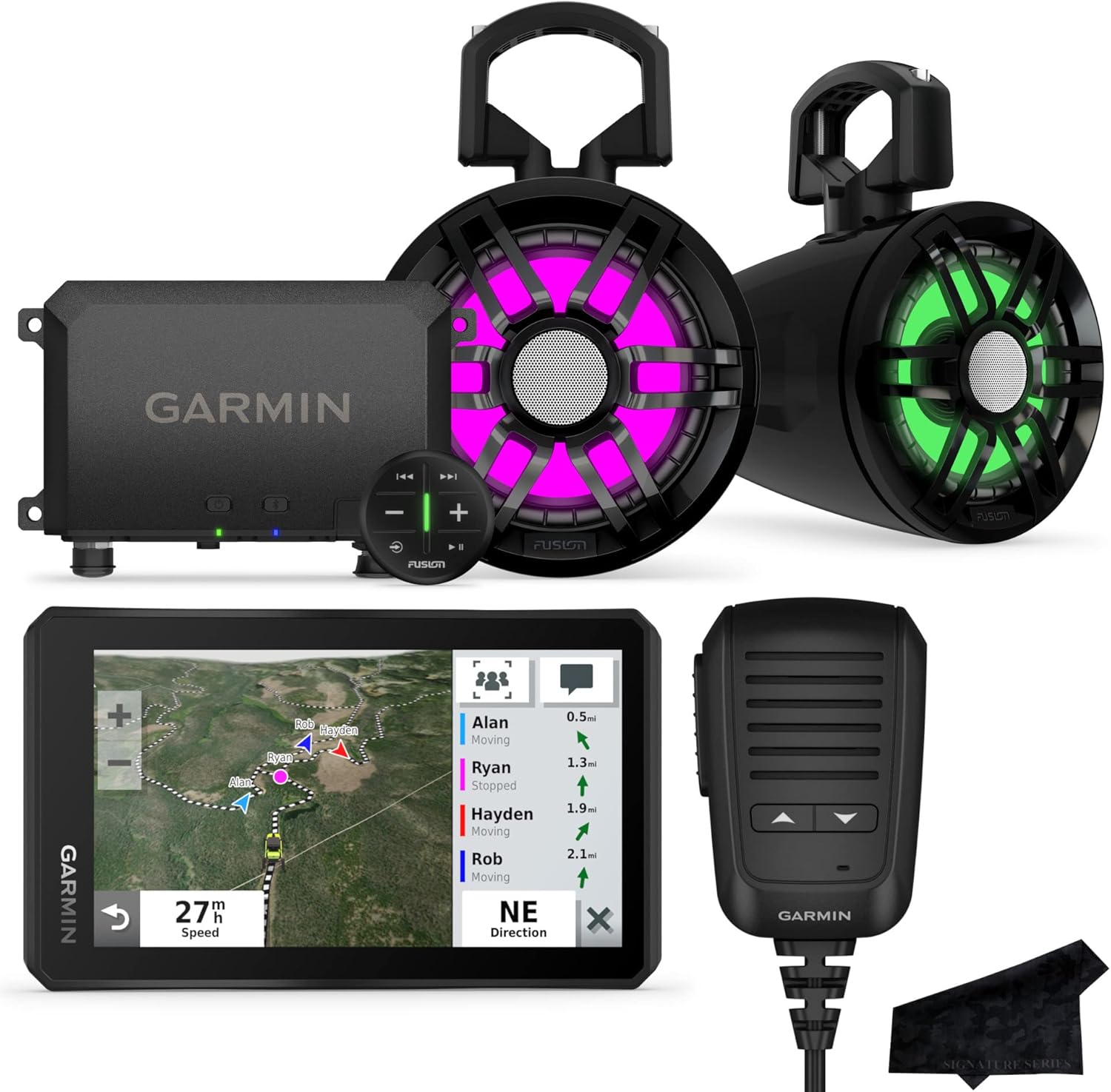 Garmin Tread Base Edition Rugged Group Ride Radio Off-Road Navigator with Fusion Marine Audio System
