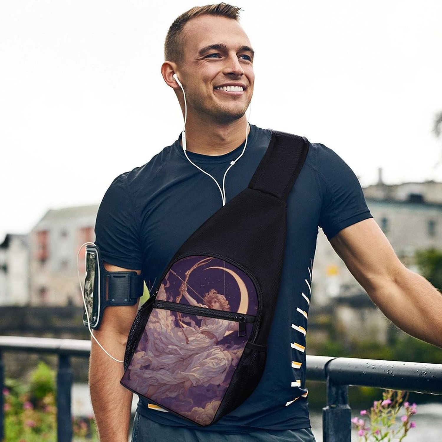 Sagittarius Constellations Crossbody Sling Backpack Chest Bag Daypack | unisex,trendy,with convertible and detachable shoulder strap,side pockets