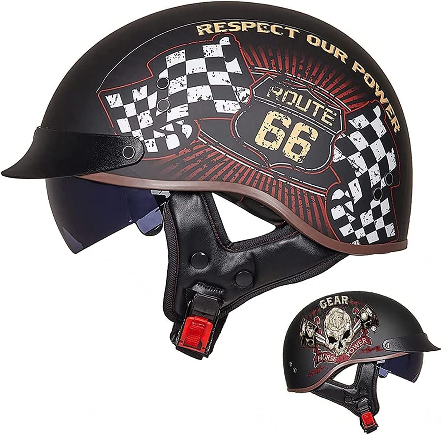 Casque moto rétro vintage demi-casque de scooter pour homme et femme