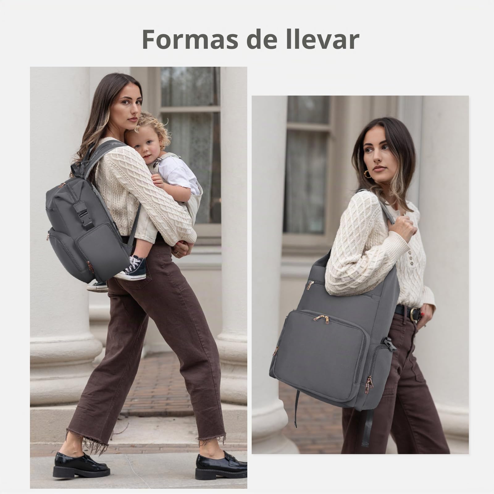 CEI-CEI Mochila Cambiador de Neopreno Impermeable, Gran Capacidad para Bebé Recién Nacido, Mochila de Viaje para Mamá y Papá con Bolsillos Térmicos y Cambiador Portátil Incluido