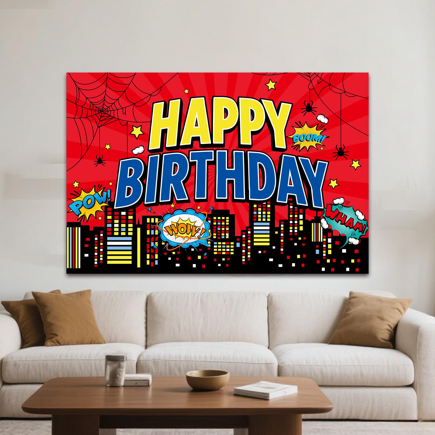 Sfondo Festa Con Ragnatela Rossa 150x100cm – Per Compleanni, Baby Shower E Foto A Tema Spooky