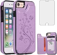 Vista 1 de Asuwish Funda para iPhone 7/8, iPhone SE 2020/2022 con protector de pantalla de vidrio templado, cartera abatible de cuero con soporte