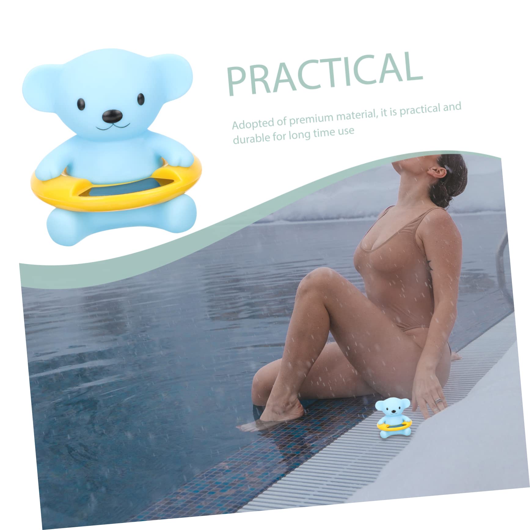 BESPORTBLE 3pezzi Termometro Galleggiante Per Forma Di Orsetto Termometro Digitale Per Bagno e Piscina Misurazione Facile Della Temperatura Per Vasche Idromassaggio e Piscinetta Sicuro e